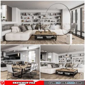 Living room - Sketchup Interior Scene By Long Bup