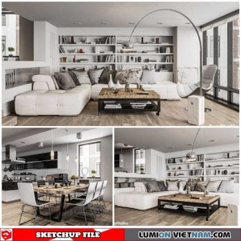 Living room - Sketchup Interior Scene By Long Bup