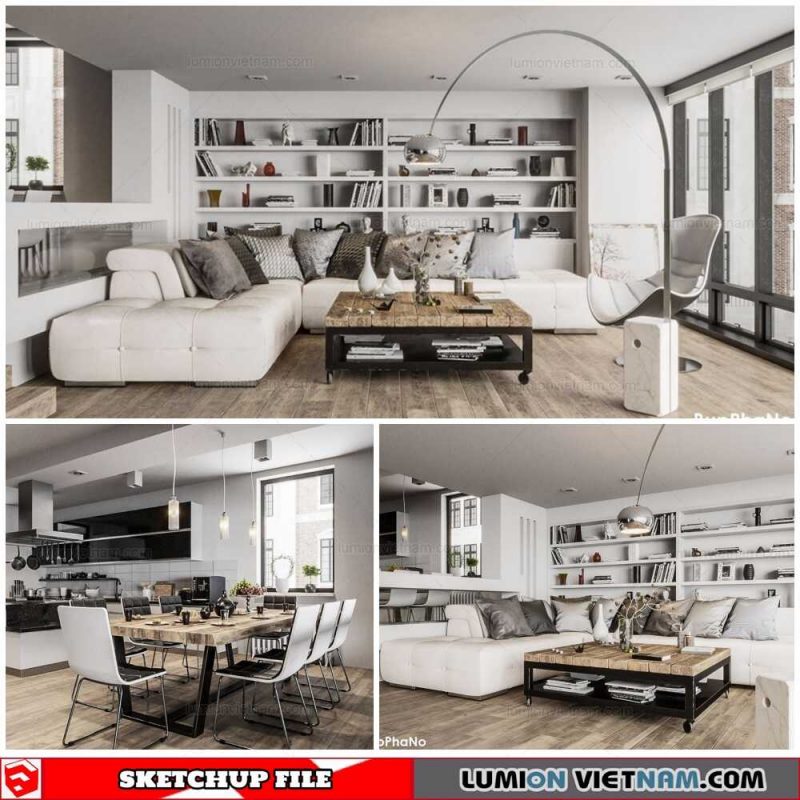Living room - Sketchup Interior Scene By Long Bup