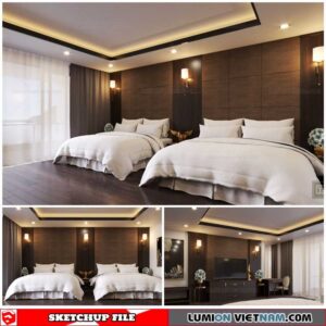 Hotel room - Sketchup Interior Scene By Xuan Khanh
