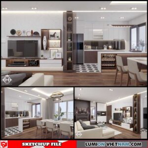 Living room - Sketchup Interior Scene By Quoc Anh