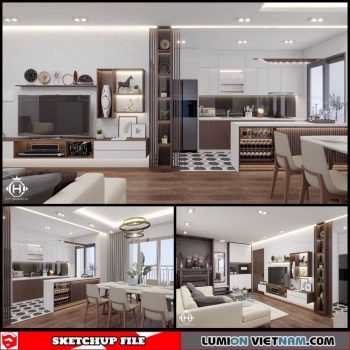 Living room - Sketchup Interior Scene By Quoc Anh