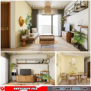 Living room - Sketchup Interior Scene By Dung Dan