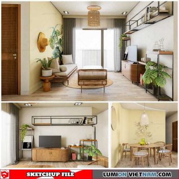 Living room - Sketchup Interior Scene By Dung Dan