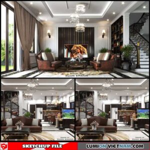 Neoclassical Living room - Sketchup Interior Scene By Xuan Khanh