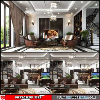 Neoclassical Living room - Sketchup Interior Scene By Xuan Khanh