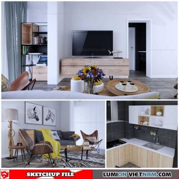 Apartment Room - Sketchup Interior Scene By Lam Quang Thang