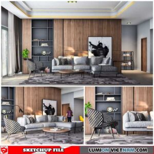Living room - Sketchup Interior Scene By Nguyen Hoang
