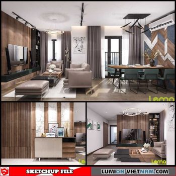 Living room - Sketchup Interior Scene By Pinochio