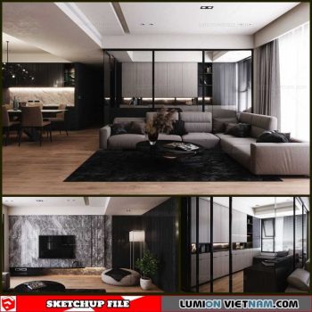 Living room - Sketchup Interior Scene By Van Duong