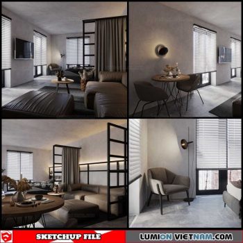 Apartment Room - Sketchup Interior Scene By Trong Thanh
