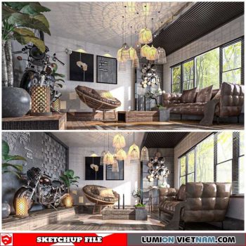 Living room - Sketchup Interior Scene By Dinh Quoc