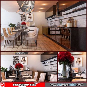 Kitchen - Sketchup Interior Scene By Dinh Quoc