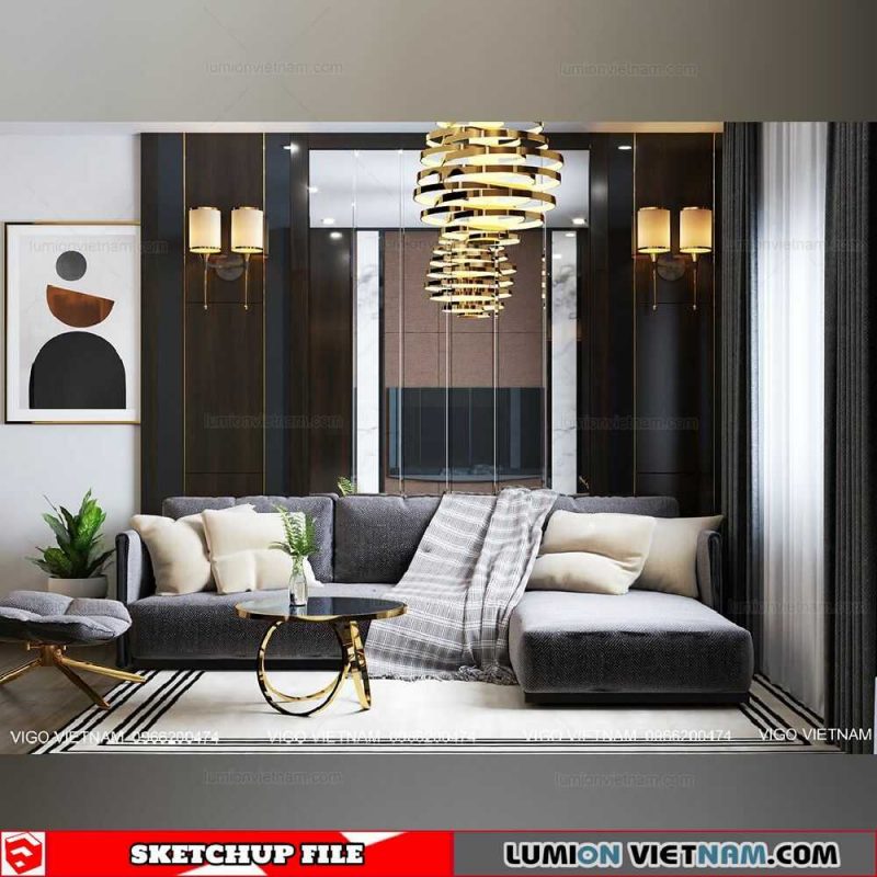 Living room - Sketchup Interior Scene By Xuan Khanh