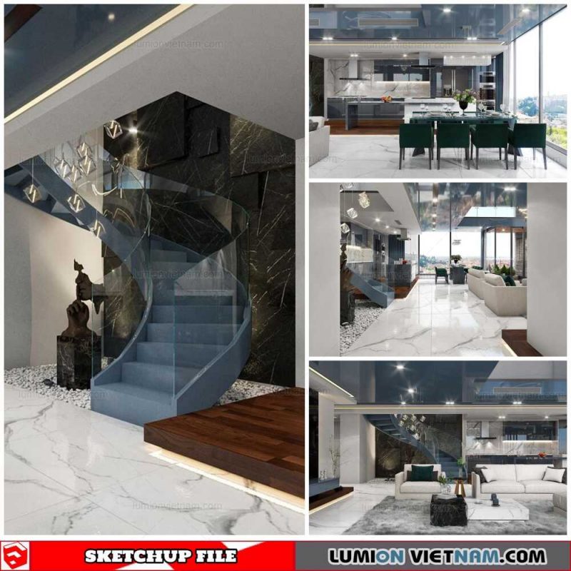 Living room - Sketchup Interior Scene By Tran Hai