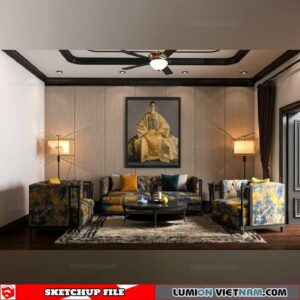 Living room - Sketchup Interior Scene By Hieu Le