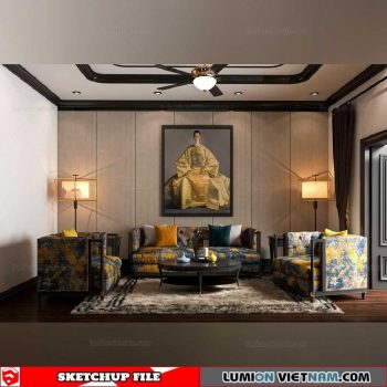 Living room - Sketchup Interior Scene By Hieu Le