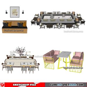 230223. Restaurant Table And Chairs Sketchup Models
