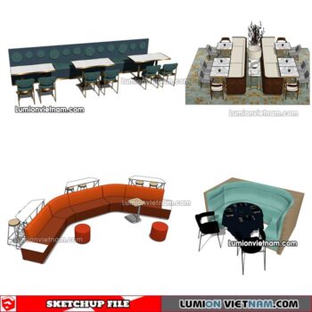 230223. Restaurant Table And Chairs Sketchup Models