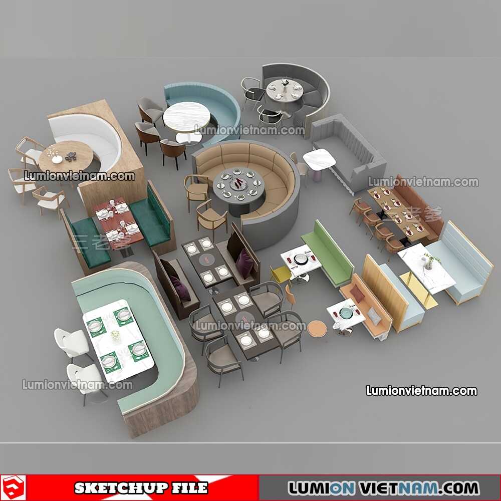 230223-Restaurant-Table-And-Chairs-(7)-Sketchup-Models