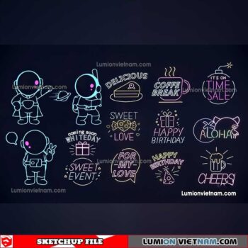 230419. Neon Light Sketchup Models