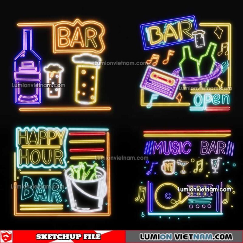 230419. Neon Light Sketchup Models