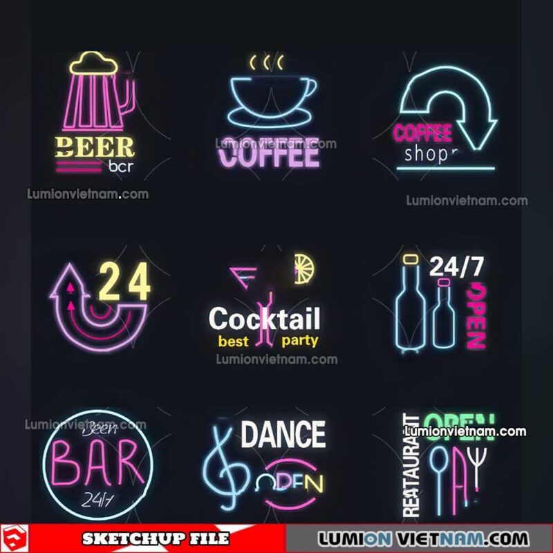 230419. Neon Light Sketchup Models