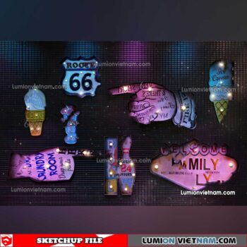 230419. Neon Light Sketchup Models