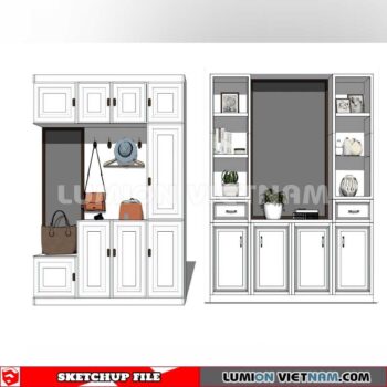 230530. Shoe Cabinet Combination Sketchup 3D Models