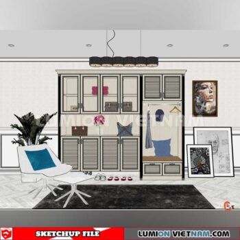 230530. Shoe Cabinet Combination Sketchup 3D Models