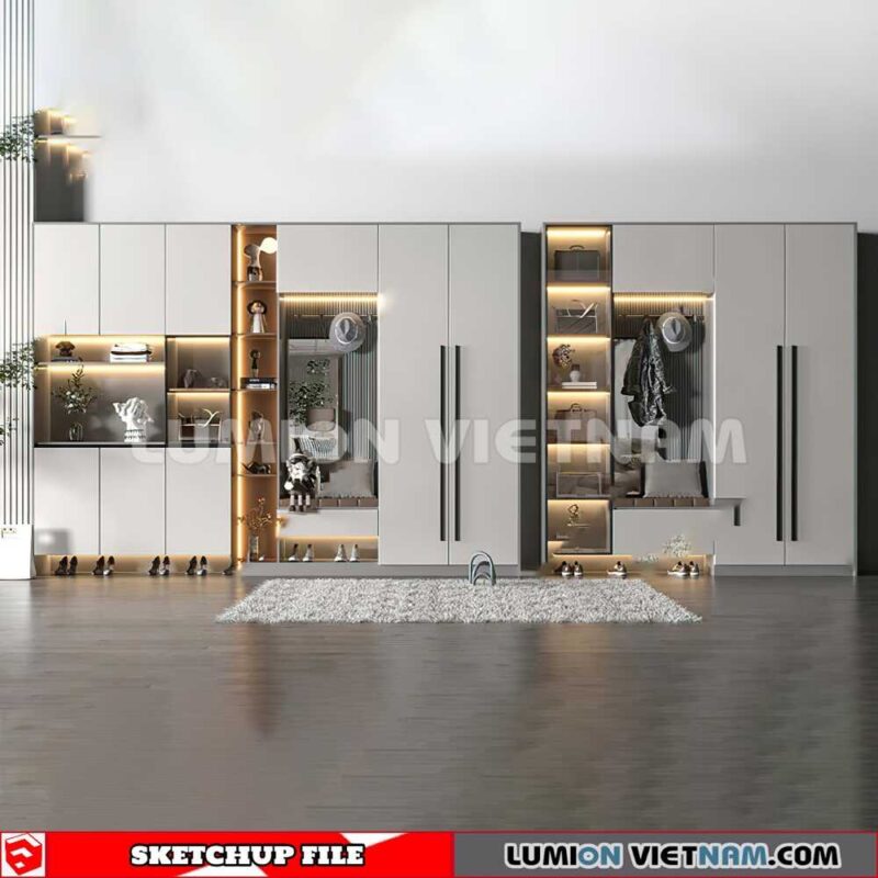 230530. Shoe Cabinet Combination Sketchup 3D Models
