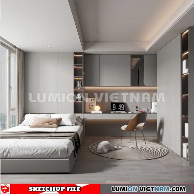 230617. Bedroom Sketchup Enscape 3D Models