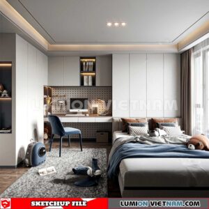 230617. Bedroom Sketchup Enscape 3D Models