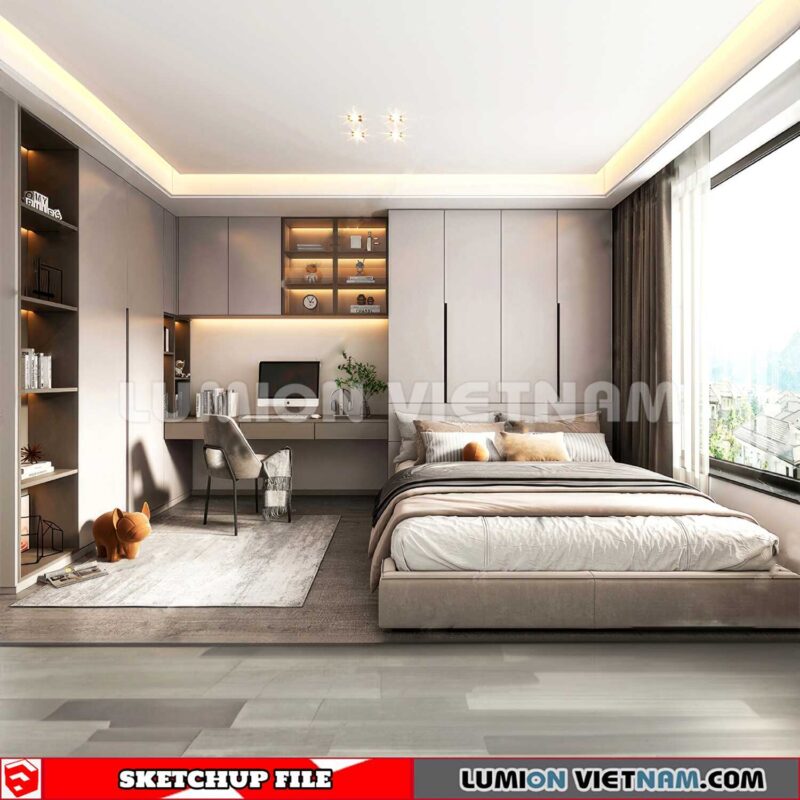 230617. Bedroom Sketchup Enscape 3D Models