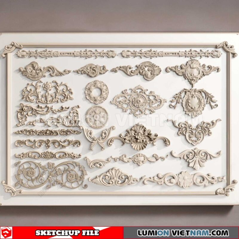 230621. Cornice Moulding Sketchup 3D Models