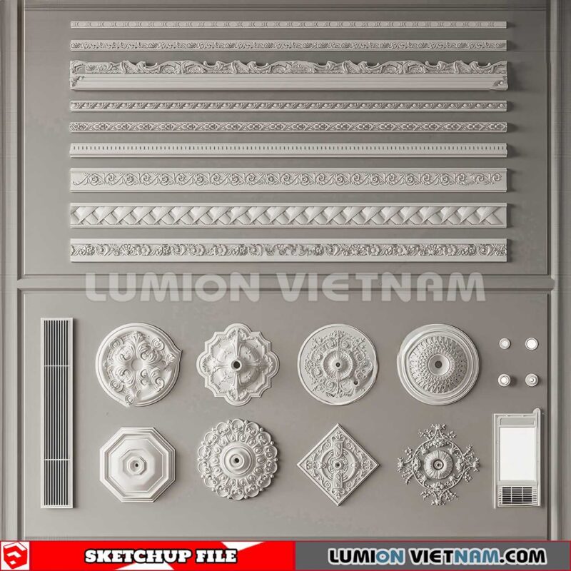 230621. Cornice Moulding Sketchup 3D Models