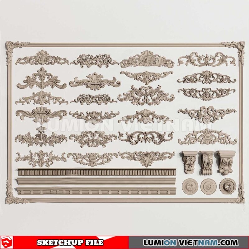 230621. Cornice Moulding Sketchup 3D Models
