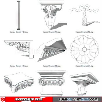 230621. Cornice Moulding Sketchup 3D Models
