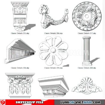230621. Cornice Moulding Sketchup 3D Models