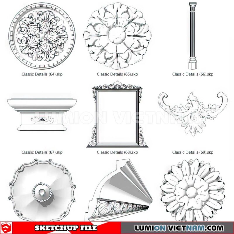 230621. Cornice Moulding Sketchup 3D Models