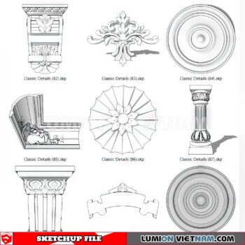 230621. Cornice Moulding Sketchup 3D Models