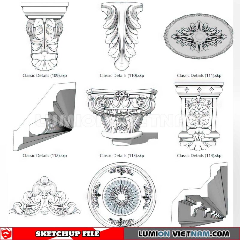 230621. Cornice Moulding Sketchup 3D Models