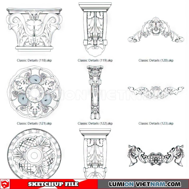 230621. Cornice Moulding Sketchup 3D Models