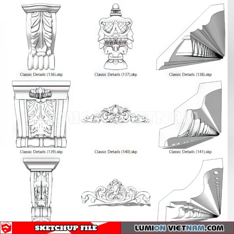 230621. Cornice Moulding Sketchup 3D Models