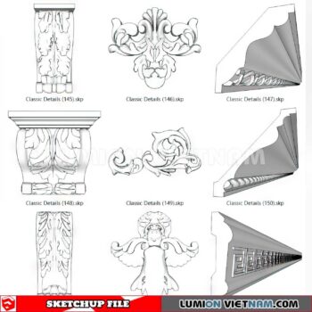 230621. Cornice Moulding Sketchup 3D Models