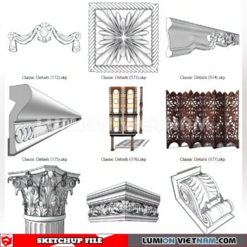 230621. Cornice Moulding Sketchup 3D Models