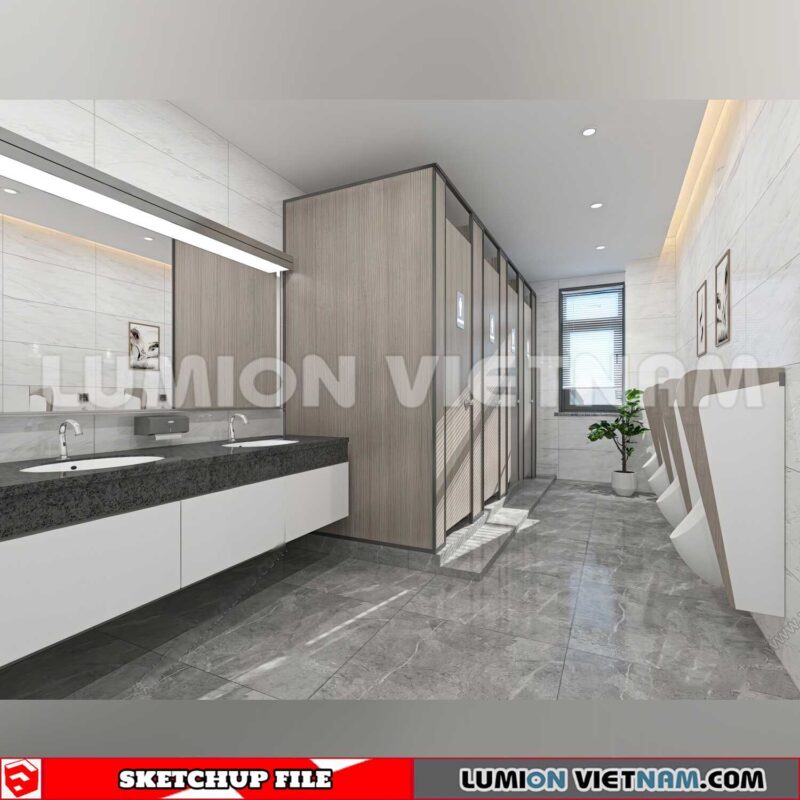 231016. Public Toilet Sketchup 3D Interior Models
