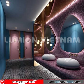 231016. Public Toilet Sketchup 3D Interior Models
