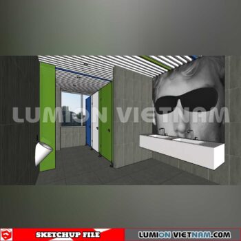 231016. Public Toilet Sketchup 3D Interior Models