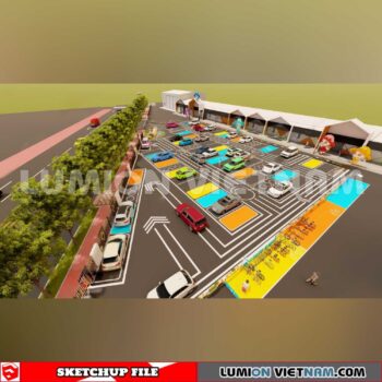 240809. Parking Lot Sketchup Exterior 3D Models
